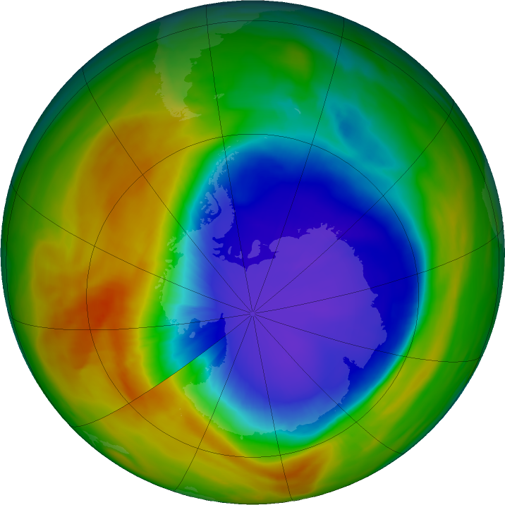 Antarctic ozone map for 07 October 2017